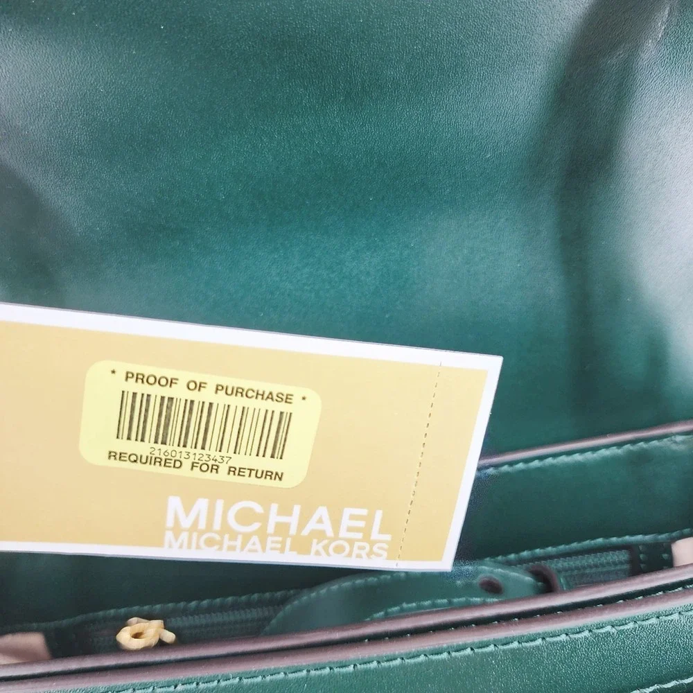 Michael Kors Sloan Editor Dark Green Leather Crossbody Bag Gold Hardware NWOT